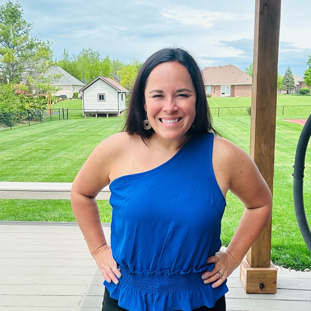 NWT Eesome Blue One-Shoulder Top